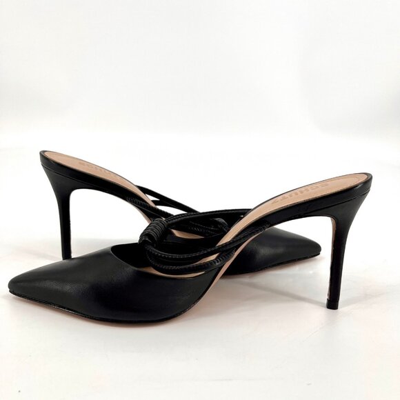 Schutz Lela Women’s Size 8B Black Leather Knotted Strap Slide Pointed Toe Heels - Picture 7 of 16